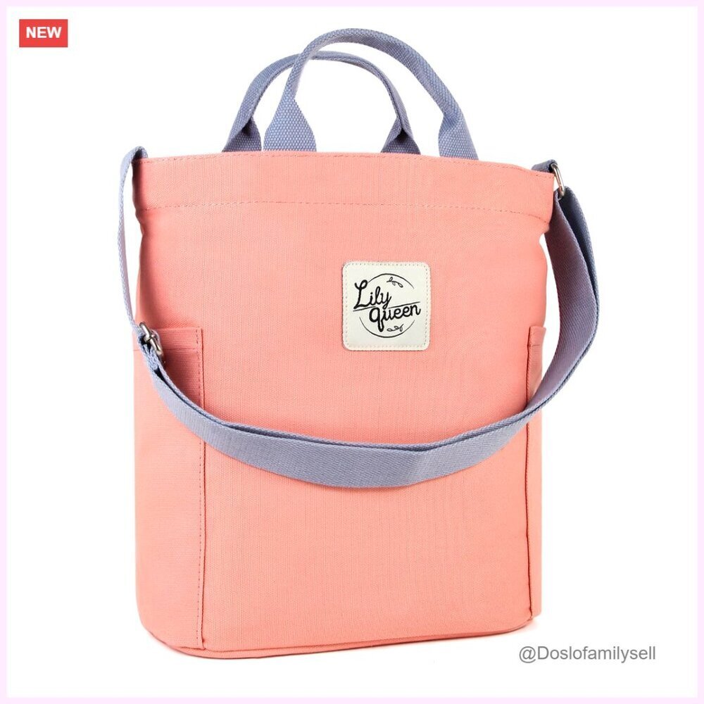 Canvas Tote Bag with Zipper, Adjustable Strap, Spacious Work Travel Bag